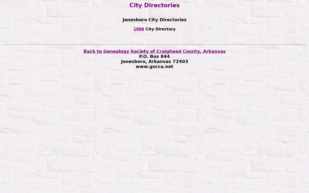 Jonesboro city directory page for the digitized 1906 collection