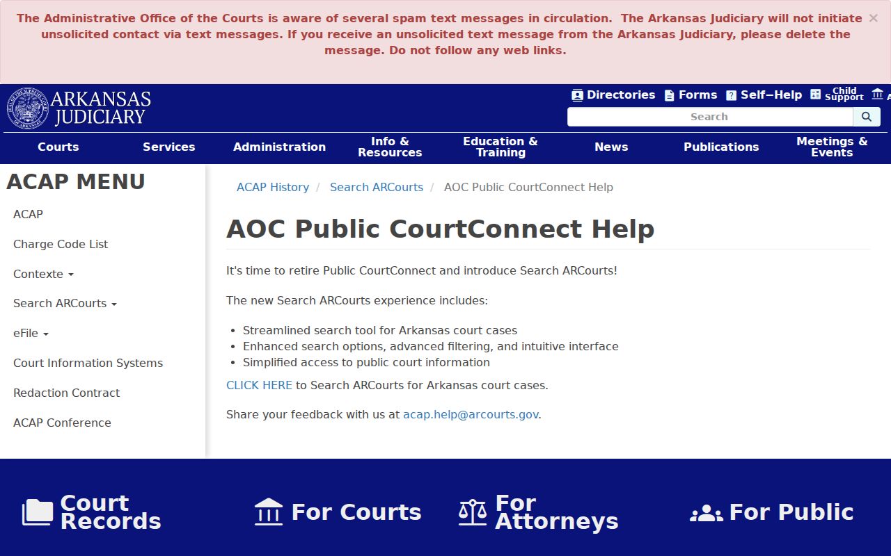CourtConnect migration notice for Jonesboro resident records