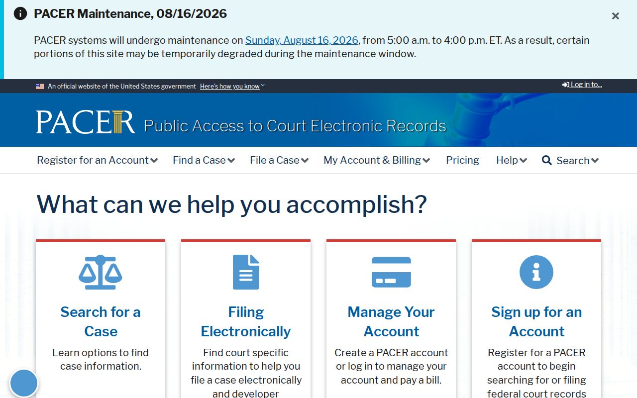 Federal PACER option for a Jonesboro resident lookup