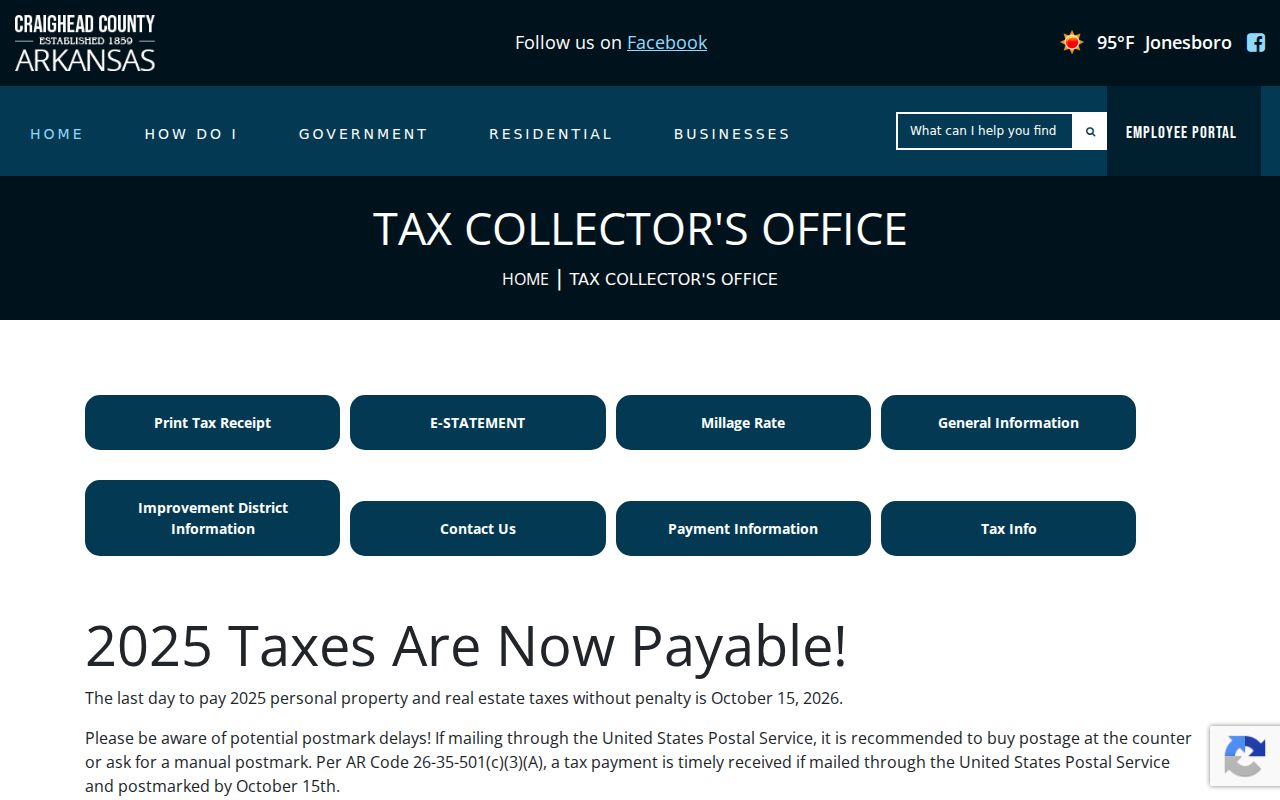 Jonesboro street directory Craighead tax collector property records